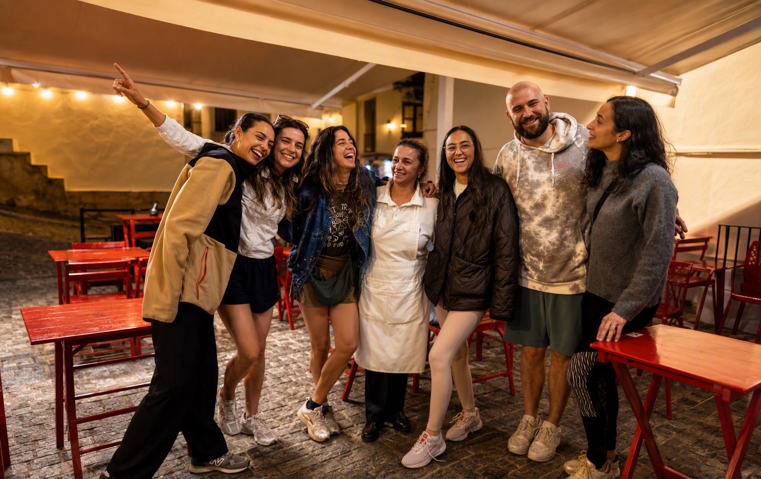 The team of Jóvenes Flamencos on their terrace